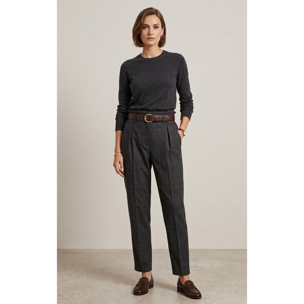 NWT Brunello Cucinelli Pleated Wool Trouser Pants US Sz 2 Relaxed High Rise